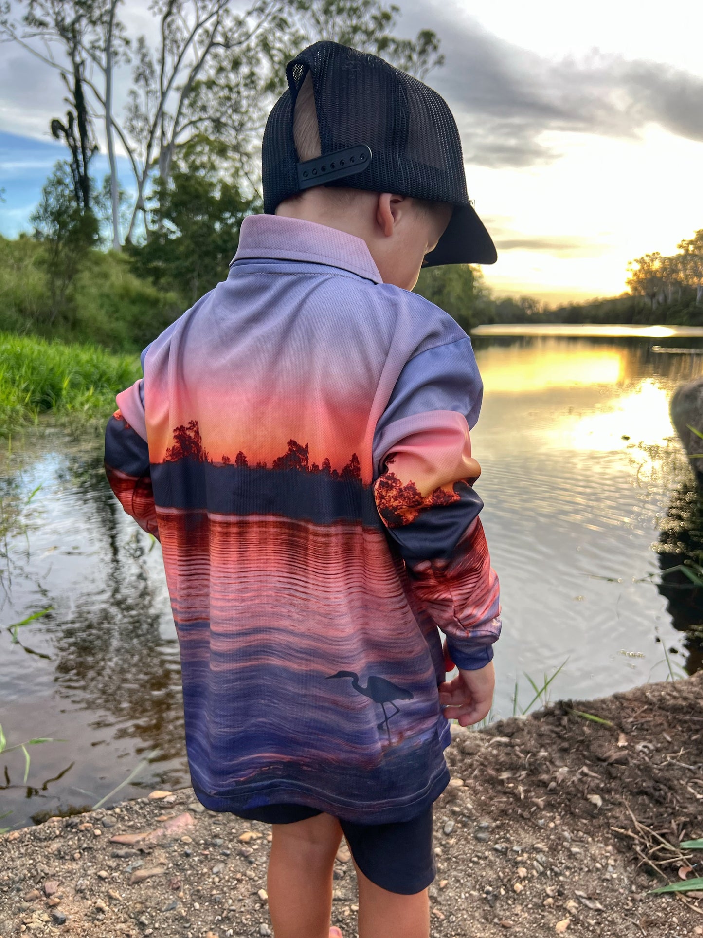 Orange Sunset Fishing Shirt