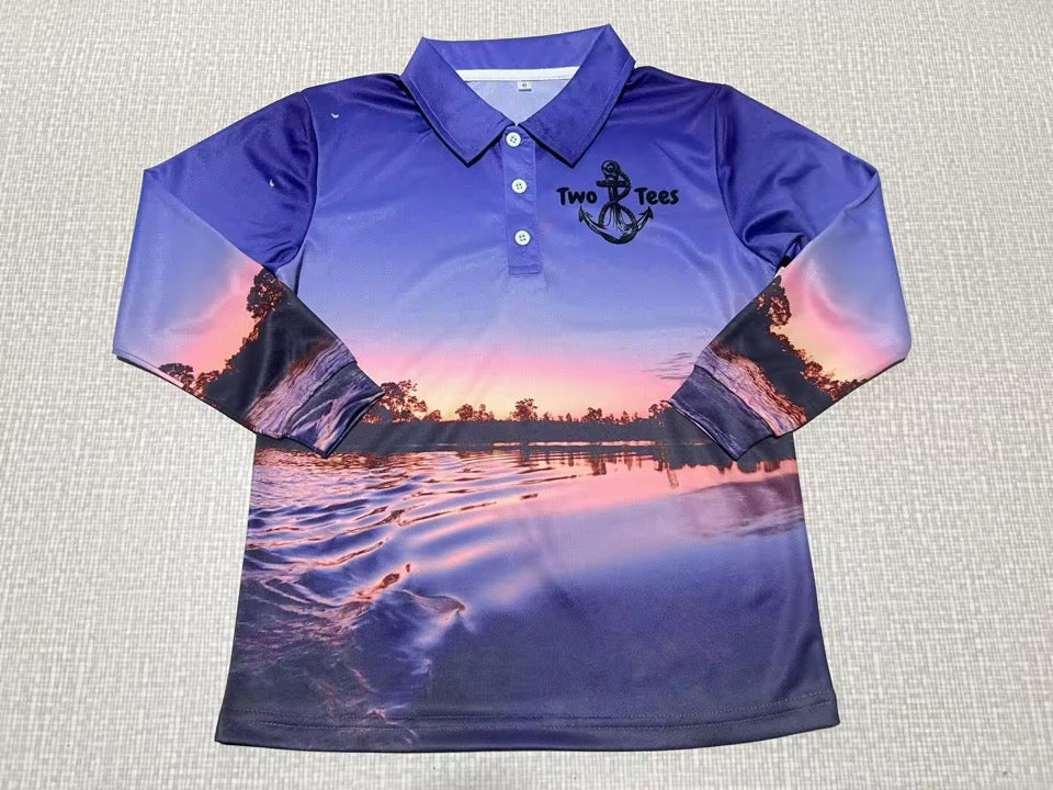 Purple Sunset Fishing shirt