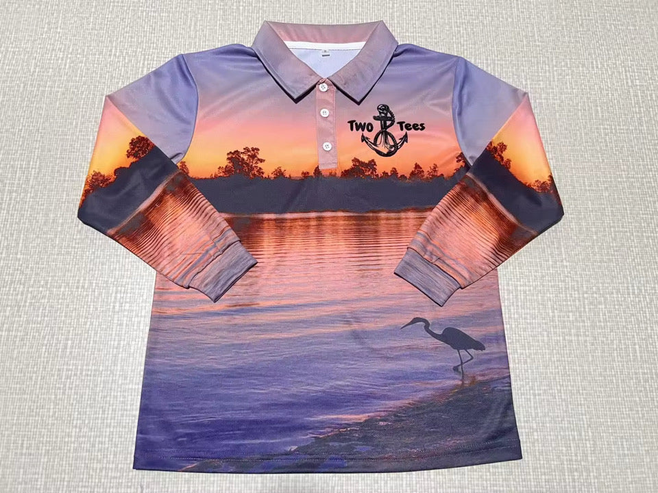 Orange Sunset Fishing Shirt