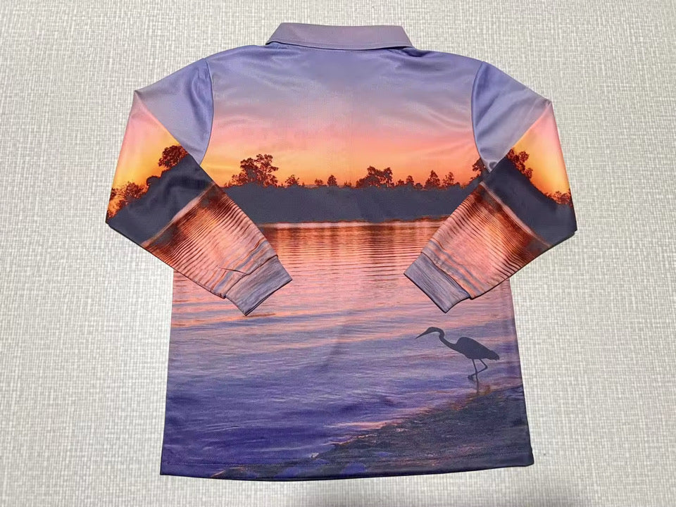 Orange Sunset Fishing Shirt