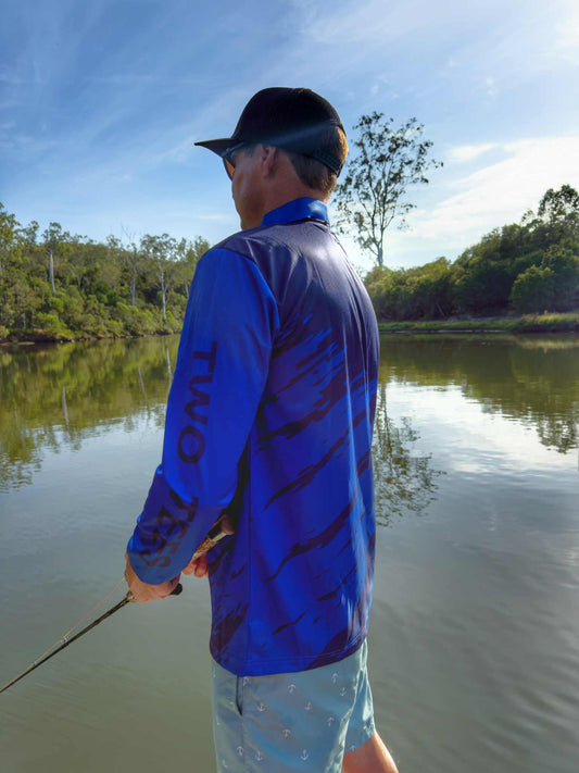 Men Blue and Black Fishing Shirt
